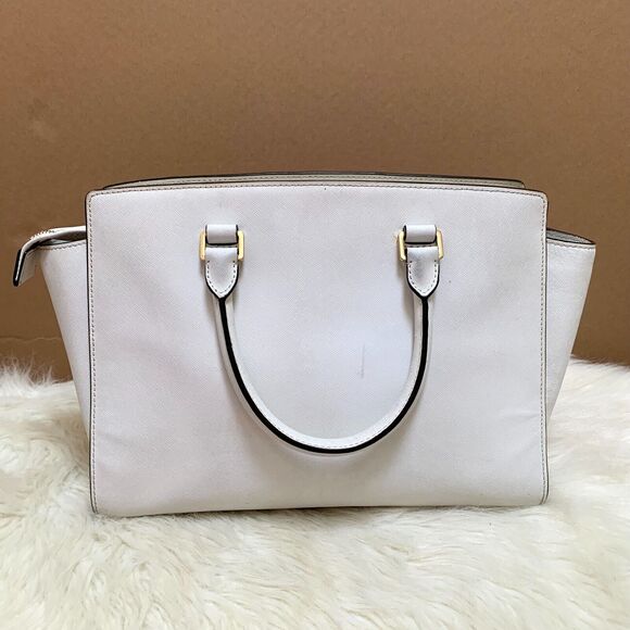 MICHAEL KORS Large Optic White Saffiano Leather SELMA Satchel - Picture 4 of 16